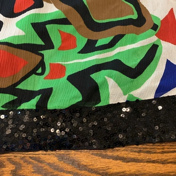 Cache mod print semi sheer silk dress sz small - Picture 8 of 8